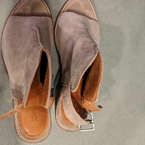 Frye Suede Peep Toe Booties - Picture 2 of 7